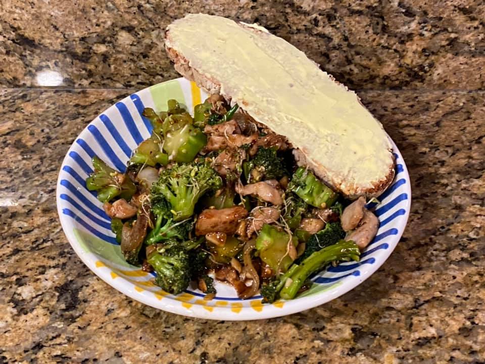 Thursday dinner. Irene Voskamp made chicken and broccoli stir fry