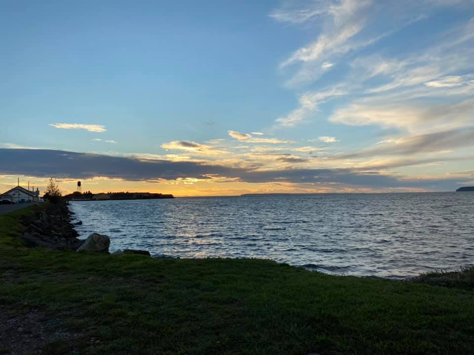 View from the spit of land our marina is off of the other side on…