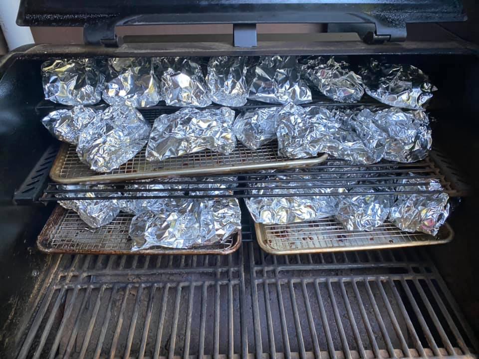 Ribs wrapped in foil (the ReynoldsWrap PitMaster’s Choice extra larg