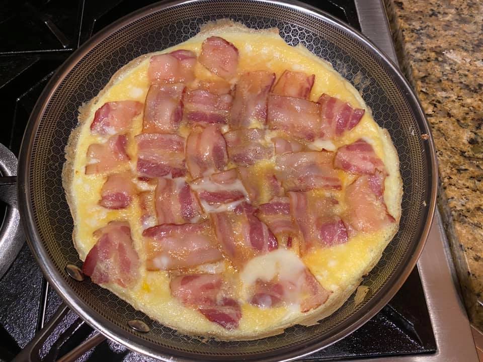 Today’s lunch, either a keto egg sandwich or a bacon omelette