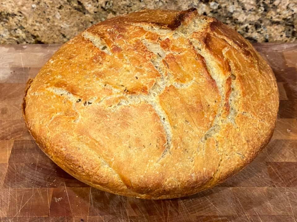 Rosemary garlic no-knead bread