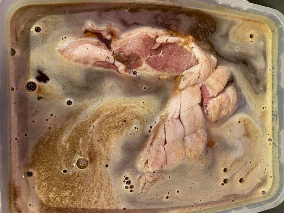 Making ham. A whole picnic ham…