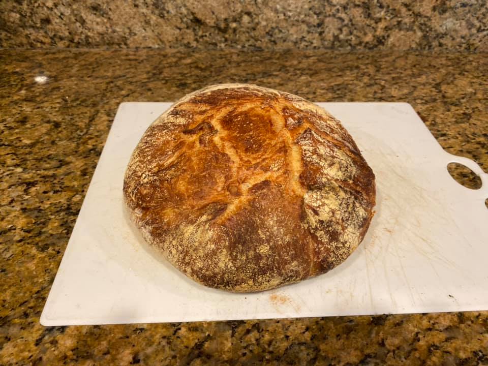 Baked more bread (a no-knead boule from Modernist Bread)…