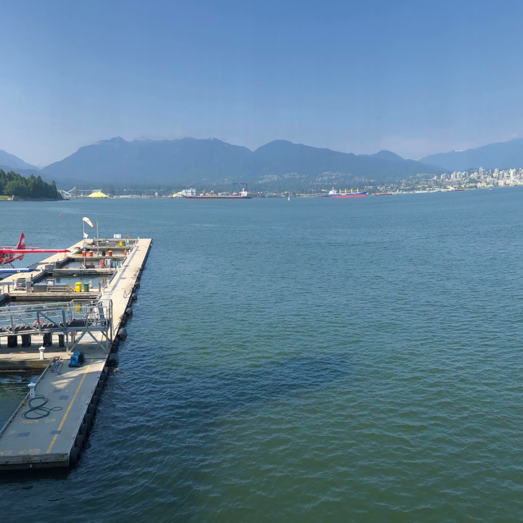 Sitting in the sun at Coal Harbour in Vancouver B.C