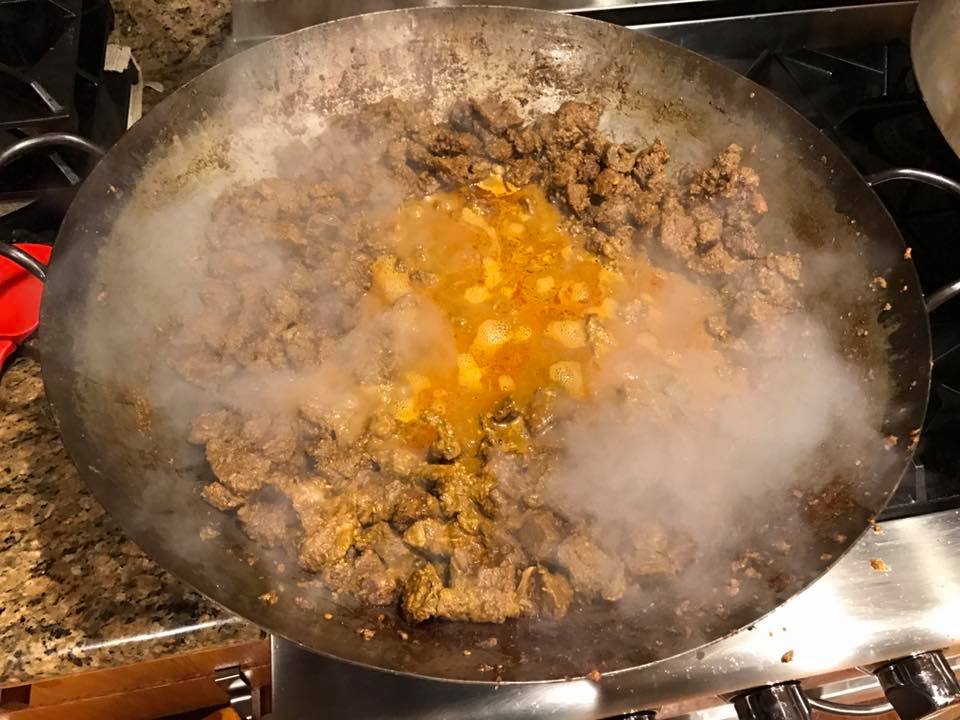 Bebi Rendang Daging after first browning phase