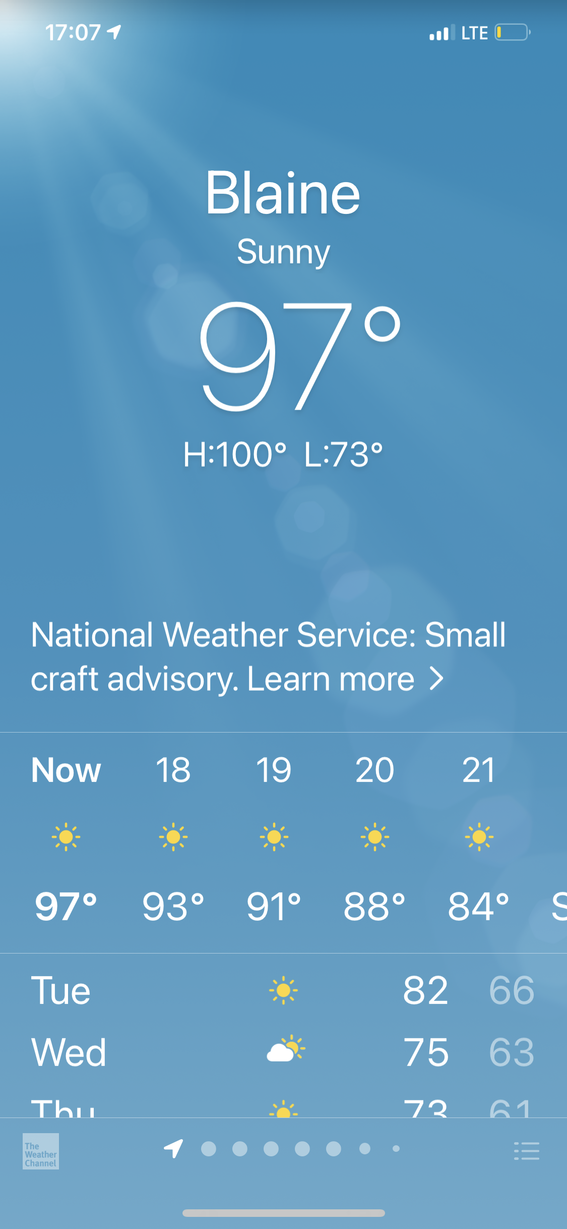 And it’s now up to 97 degrees Fahrenheit on the boat